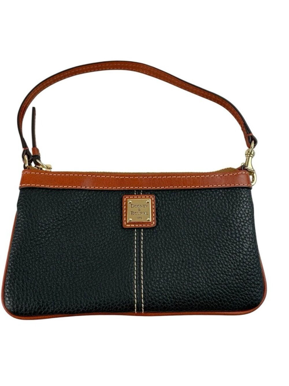 *Dooney & Bourke Pebble Grain Leather Small Slim Wristlet Black Preppy Classic